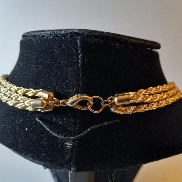 Vintage Gold & Silver Tone Three Strand Necklace Classic Twisted Chains Chic - Picture 3 of 7